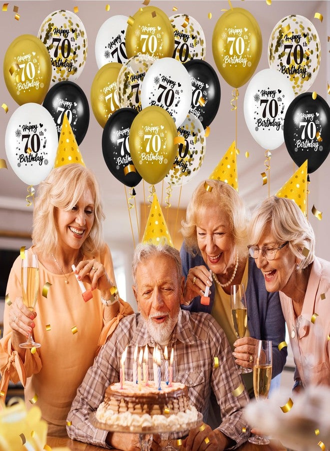 Yoirrat 70th Birthday Balloons for Men, 24Pcs Black Gold White Happy 70th Birthday Balloons Decorations for Men Women 70 Years Old Party Decor Supplies - Image 4
